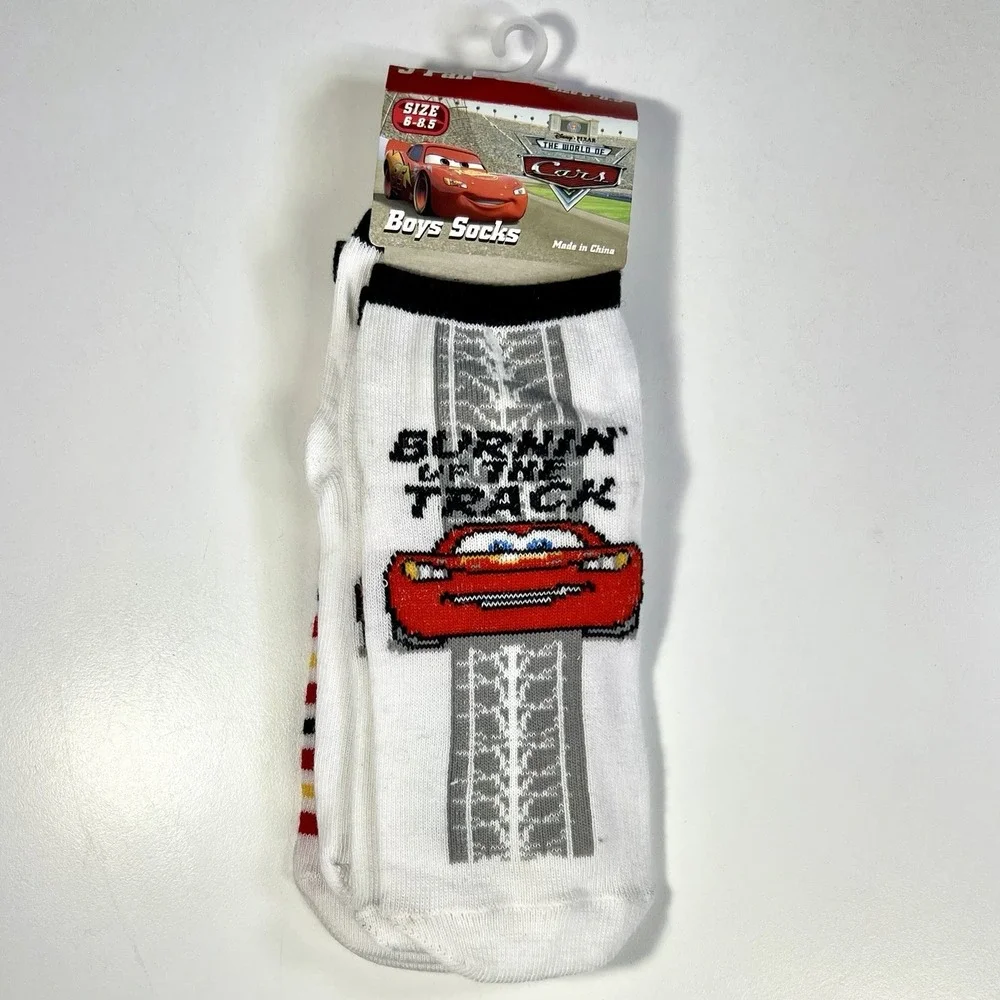 Disney‎ Pixar Cars Ankle Socks Lightning McQueen Boys Size 6-8.5 3 Pairs NWT